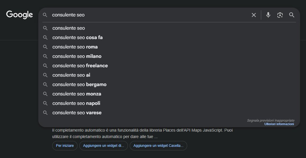 ricerca keywords lsi google autocomplete